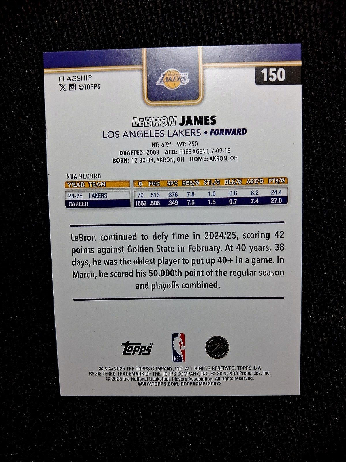 2025-26 Topps Flagship Basketball #150 LeBRON JAMES Los Angeles Lakers Base Set