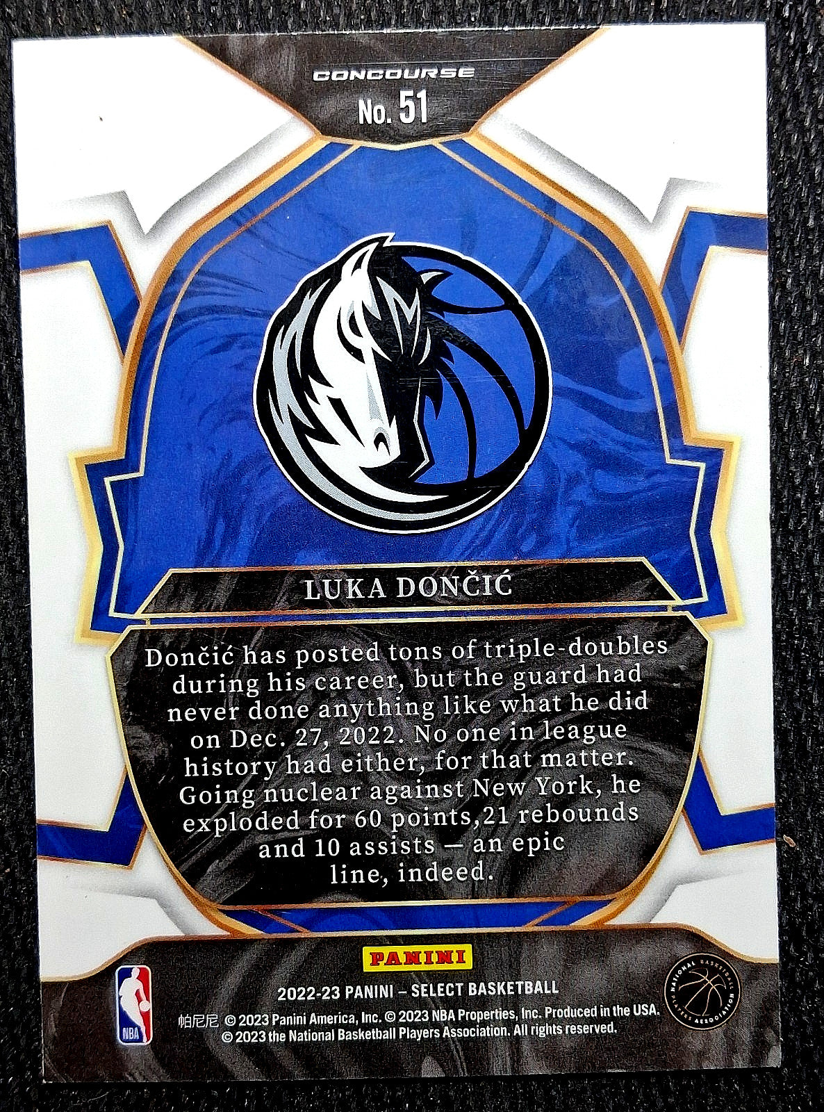 2022-23 Panini Select NBA - LUKA DONCIC #51 [Blue Concourse] Dallas Mavericks