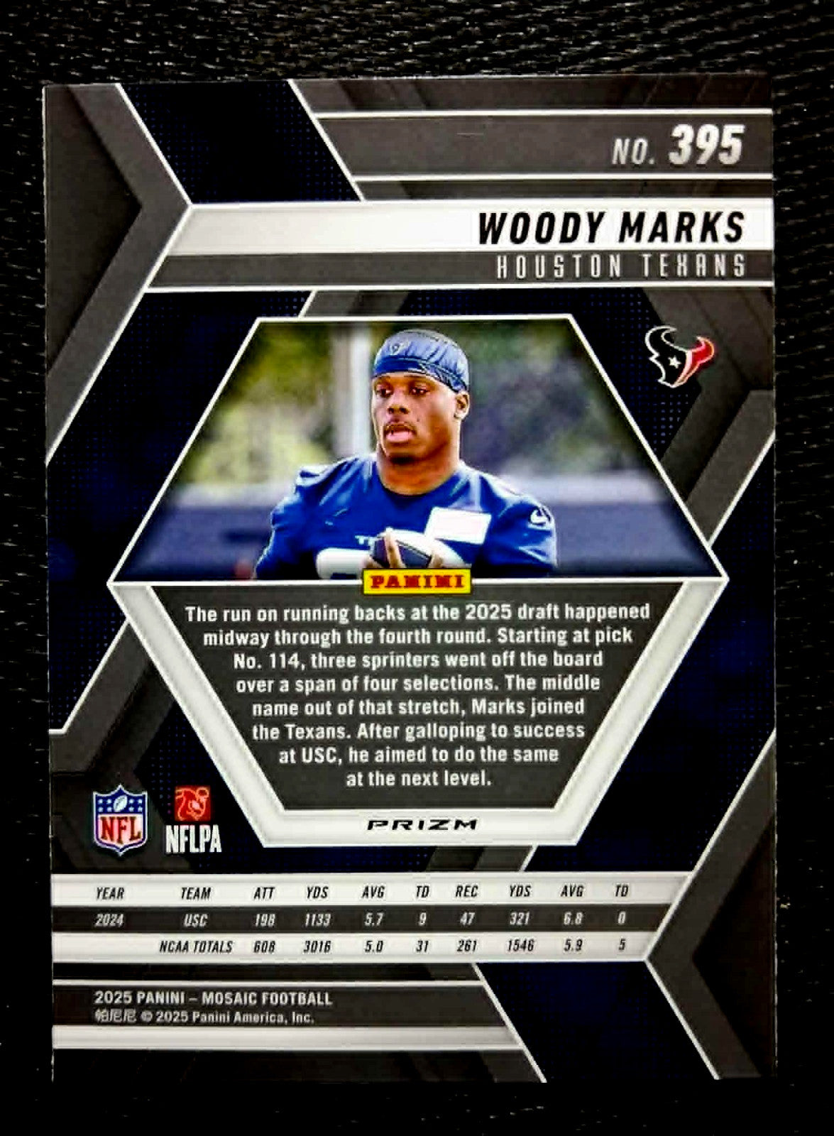 2025 Panini Mosaic NFL  #395 Woody Marks, Texans (RC) Mosaic Silver Prizm Rookie