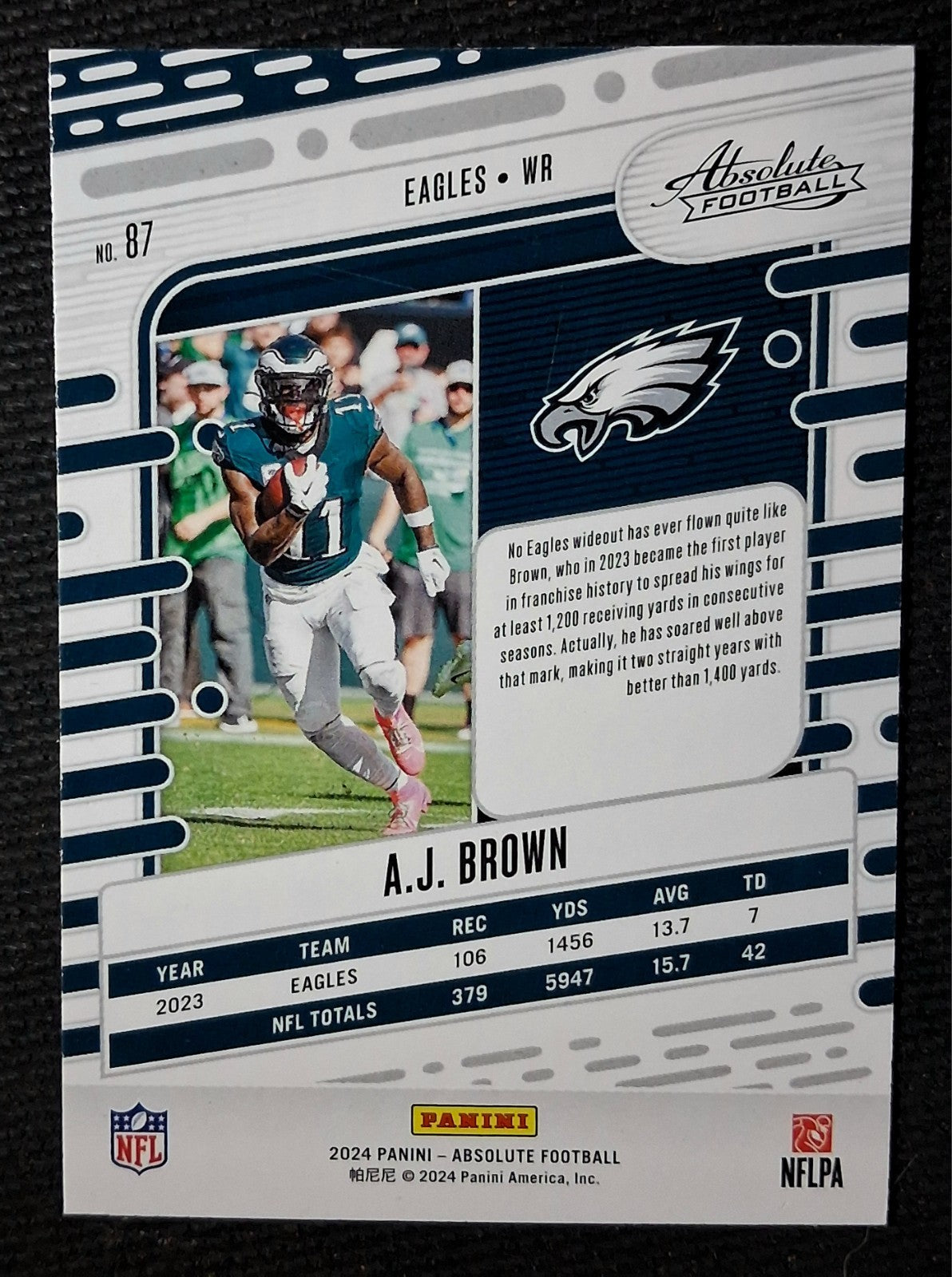 2024 Panini Absolute AJ Brown(WR) Philadelphia Eagles Base Set #87
